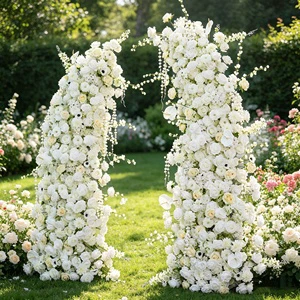 Arrangement White Horn Arch Artificial Flower Valentine Day and Proposal Decor Eco-Friendly Removable Folding Arch