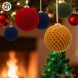 Christmas Multi-Color Quilted Red Foam Christmas Ball Hanging Ornament for Xmas Tree Luxury Home Ball Holiday Party Decoration