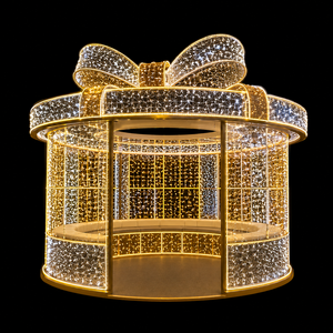 2026 New Design CE UL IP65 Creative Decor Selfie-Ready Walk-In Gazebo Sit-In LED Gift Box Motif Light With Seating For Wedding
