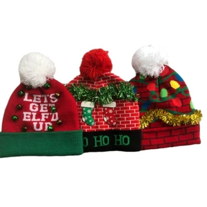 Customized Logo Wholesale Adult Character Pom Pom Knit Winter Christmas Outdoor Hat