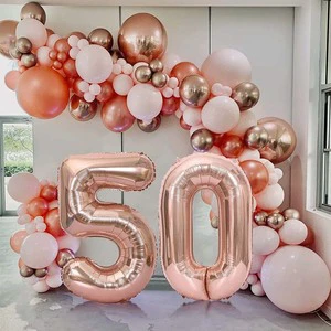 Bulk Retail Packaging 32 Inch Aluminum Mylar Chrome Inflatable Helium Birthday Decorations Party Metallic Foil Number Balloons