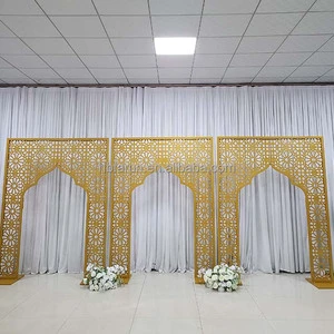 Furun Factory Carved Wedding Arch Stand Gold Metal Backdrop Floral Frame for Wedding Festival Event Decor