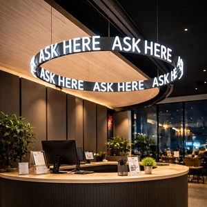 Modern Reception Ring Light Sign Custom Round Neon Sign Hanging Circular LED Neon Light For Reception Desk Store Office Interior