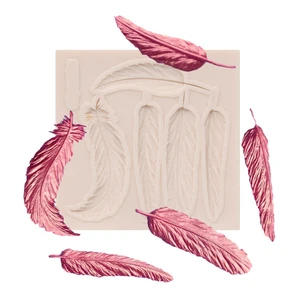 Rectangle Shape 3D 5 Different Sizes Artistic Designs Feathers Graphic Silicone Cake Fondant Decoration Mold