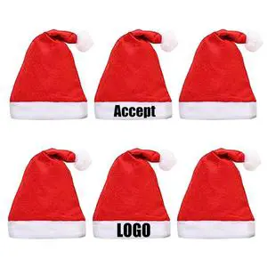 Wholesale Embroidery Printing Custom Logo Xmas Caps Kid Adults Christmas Santa Hat