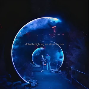Smart Led Outdoor Decorated Water Fog Moon /arch /round Shape Mist Tunnel Arch 3D Motif Lights