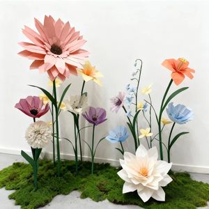 Custom Wedding Banquet Background Stage Decoration Large Paper Silk Artificial Giant Flowers
