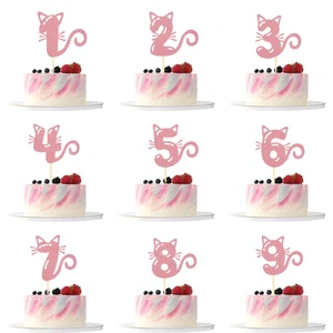 Wholesale cat cake decorations, 1-9 year old birthday party supplies, pet cat party decorations