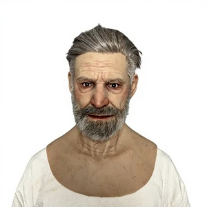 Breathable & Reusable Silicone Full Head Mask with Rooted Hair Beards for Halloween & Easter Parties