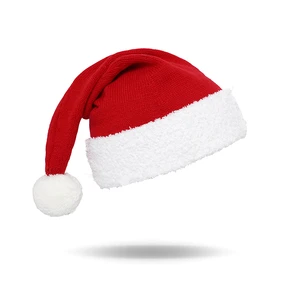 Mimixiong Wholesale Santa Christmas Red Beanie Party Holiday Hat Red Knitted Stocking Hat Babys Adult Women Men Skull Hat