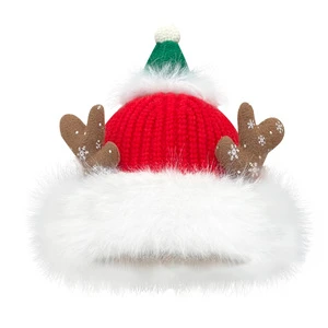 Hot Sale LED Parent Child Christmas Santa Hat Long Fluffy Classic Design Unisex 100% Polyester 56-58cm Head Circumference Party