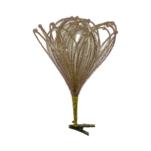 Luxury Handmade Eco-Friendly Christmas Decorations Frosted Pine Needle Picks Clip Beaded Holly Add-Ins Metal Wire Customized