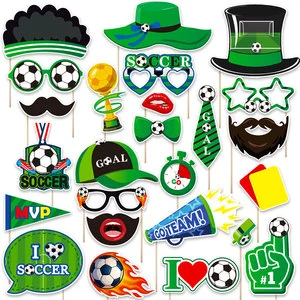 2026 Football Theme Party Decorations & Photo Props, Sports Boy Handheld Photo Mask