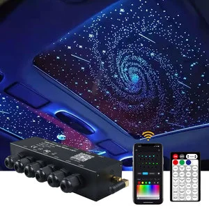 FO-M3 RGB Fiber Optic Meteor Lights 9W DC12V 12-Head Remote/App Control Dimmable Dynamic Color for Car Roof/Wedding Light Show