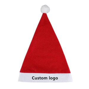 Customization logo Soft Felt Classic Style Sublimation Santa Hat Adult Size Christmas Hat for New Year Season Promotion Gift