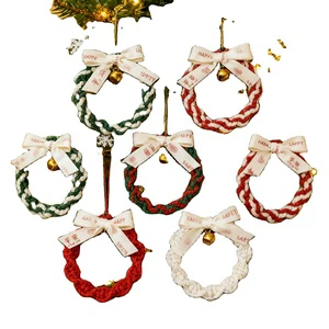 High-quality Handmade Cotton Christmas Wreath Decorations Eco-friendly Artificial Wreath Pendants Modern Simple Style 2 Colors