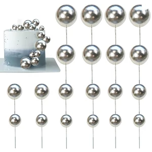 20pcs Pack 2cm 2.5cm 3cm 4cm Shiny Powder Glitter Faux Ball Cake Topper Foam Balls Decorating Supplies Dessert Decoration