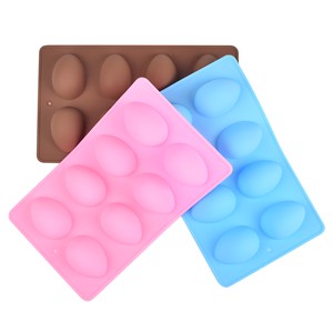 Custom Logo 8-cavity Easter Egg Shaped Cheap Cooking Supplies Silicone Cake Baking Molds Trays for Chocolate Candies