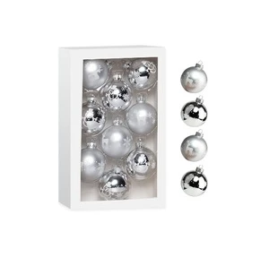 Silver Christmas Tree Ball Ornaments Set Decorative Hanging Transparent Xmas Baubles with Stuffed Delicate Decorations