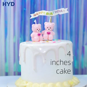2026Adorable 3D Bear Cake Topper Cute Heart Hugging Teddy Bear Cake Decoration Cartoon Animal Candle for Baby Birthday Cake Deco
