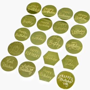 Round Gold Acrylic Cake Decorations for Birthday
