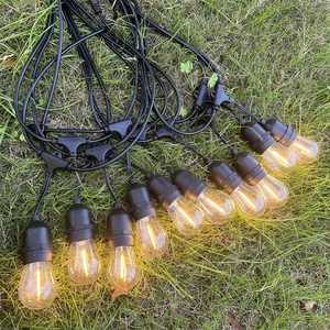 S14 1W 2W LED String Lights 15m 15 Bulbs Black IP65 Waterproof Fairy Light Garland for Wedding Holiday Christmas 220V Dimmable