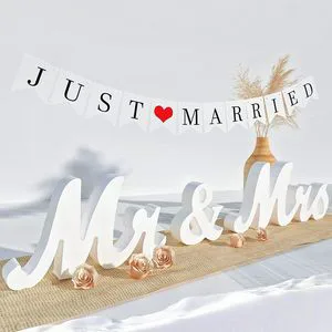 Large White Mr Mrs Wedding Table Sign Just Married Banner Decorations Anniversary Wall Signs Wooden Wood Crafts