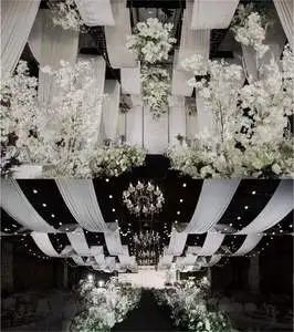 Wave Ceiling Fabric Luxury Wedding Event Party Background Props Drapes Decorative Gauze Curtains Floor-length Purdah