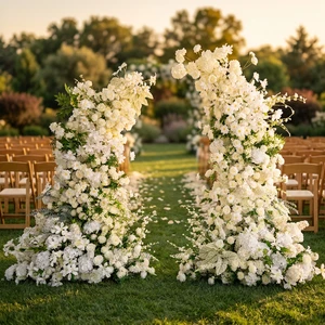 White And Green Silk Horn Arch Floral Wedding Proposal Graduation Easter Venue Background Props Photography Decoration
