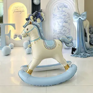 New Standing Matte Rocking Horse Foil Balloon Boys Girls Birthday Party Decorations