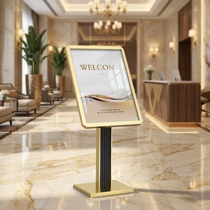 Eco-Friendly Stainless Steel Lobby Sign Stand For Weddings And Hotels Floor Welcome Sign Display Stand