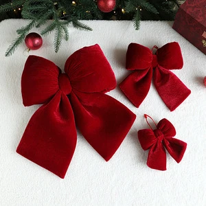 Home Wreath Decor Burgundy Christmas Bows Large Red Velvet Christmas Bows Decor Red Velvet Ribbon Bow For Christmas