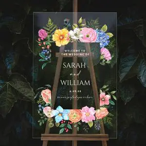 Custom Eco-friendly Transparent Acrylic Welcome Wedding and Event Reception Sign with Custom Logo and Fast Delivery