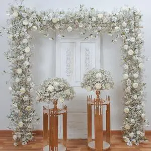 New Design Artificial Baby Breath Floral Wedding Arch Flower Runners for Display Window Wedding Arch Decor