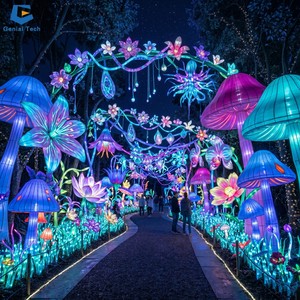 Large Scale Fantasy Botanical Lantern World Immersive Night Walk Light Festival Supplier For Holiday Event Lighting