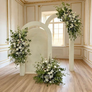 GNW White Green Artificial Flower Arch Set for Wedding Ceremony Backdrop Bridal Shower Photo Booth Event Decoration