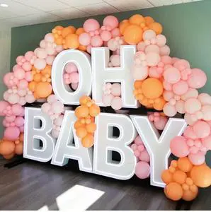 New Style Metal Oh BABY 3ft 4ft 5ft Giant LED RGB Marquee Number Letter For Event Wedding Party Supplies