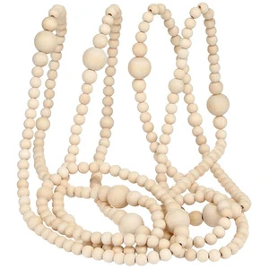 Cross-border Log-Colored Pastoral-Style Wooden Bead Fireplace Decoration Garland Totem Design Shape Christmas String Beads Tree