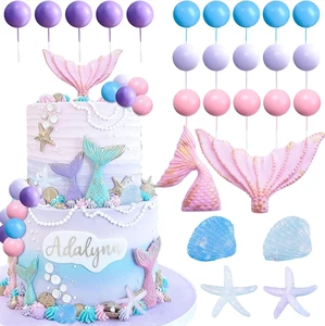 New 26piece Mermaid Cake Decorating Set DIY Sea Shell Pearl Party Decoration Cake Topper