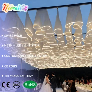 Neonawall Ceiling Drapes with Lights Ceiling Veil 50cm Height Warm White for Wedding Ceremony Birthday Party Arch Decoration