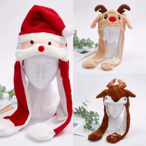 Creative Christmas Santa Hat, Reindeer Pinch Airbag, Ears Move, Headband Decoration