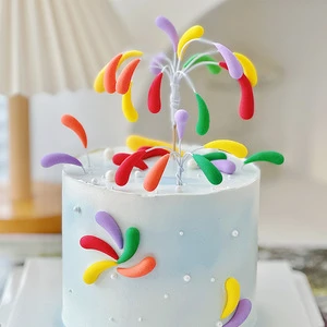 Colorful Fireworks Cake Topper Macaron Star Fireworks Cake Decoration for Birthday