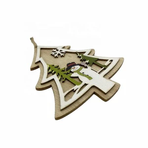 Christmas Tree Shape Wood Hanging Ornaments Holiday Supplies Decorations