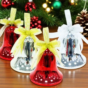 Christmas Bells Decor Plastic Bell Christmas Tree Decorations with Bow Ornament Christmas Ball Tree Ornaments