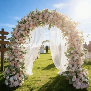 Wholesale Romantic Artificial Silk Rose Heart Flower U-shape Arch Wedding Backdrop Proposal Event Floral Decor for Wedding Party