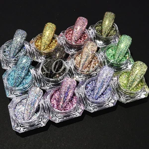 Solvent Resistant Bulk Laser Hexagon Nail Glitter Powder High Flash Holographic Sparkle Ultra Fine PET Glitter Powder