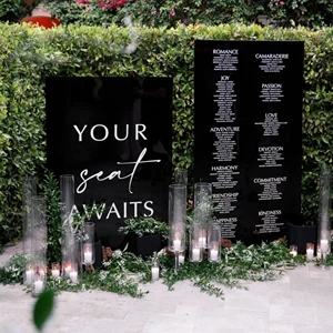Custom Black Gold Acrylic Wedding Sign Modern Lucite Wedding Reception Clear Acrylic Wedding Seating Chart