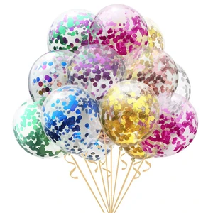Birthday Party Clear Transparent Latex Ballons Wedding Decoration Colorful 12inch Confetti Balloons