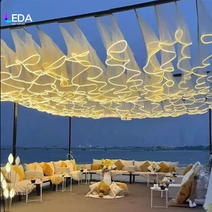 LEDA Event Ceiling Decoration RGB Light All Color Available Wave Shape Ceiling Drape Wedding Stage Decoration
