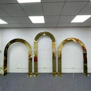 Golden Classic Style Wedding Arch Metal Mirror Background Arch Stainless Steel Wedding Event Decoration Gold Decorated Arch